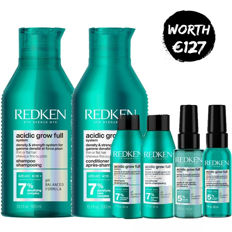 Acidic Grow Full System Home & Away Bundle + Free Serum & Densifying Spray by Redken
